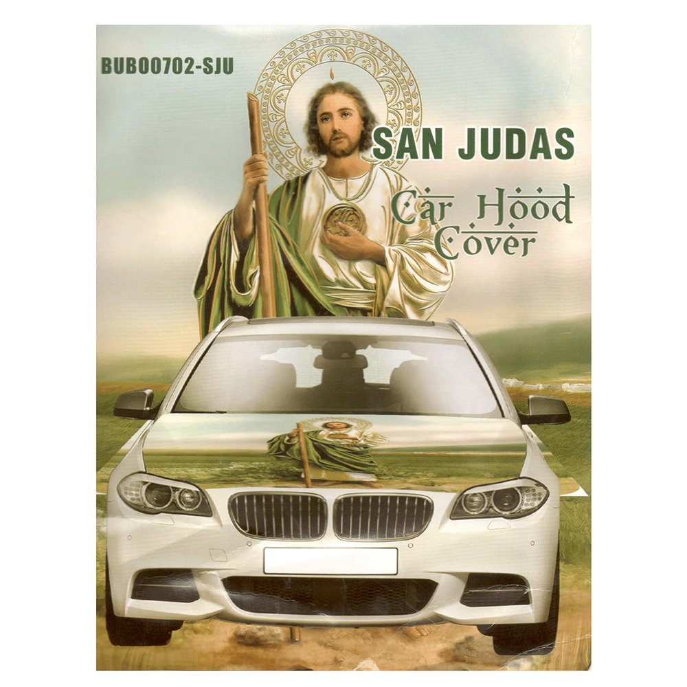 San Judas Full Image Car Hood Cover – Fits Most Cars 49–61" - TRUECOLOR WHOLESALE