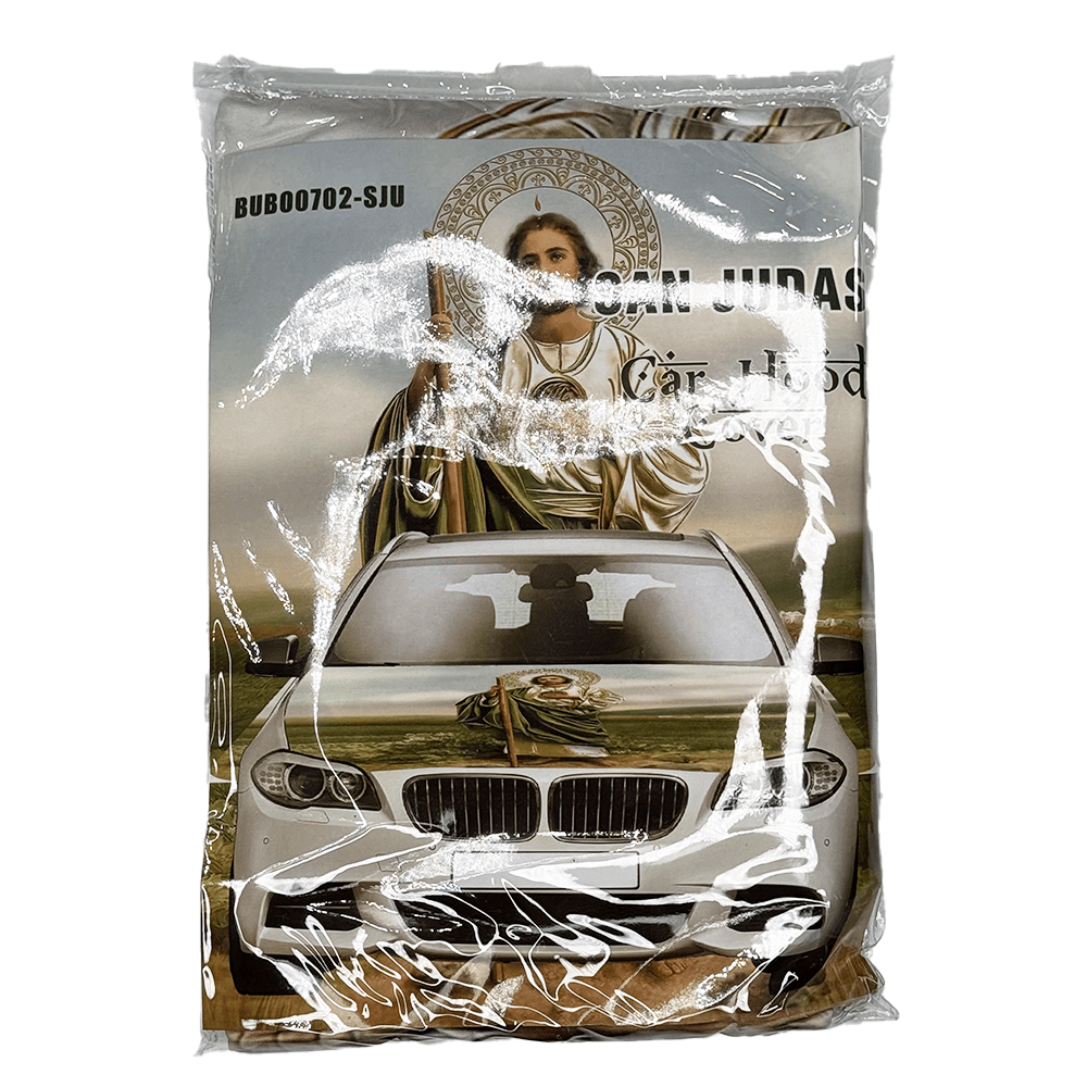 San Judas Full Image Car Hood Cover – Fits Most Cars 49–61" - TRUECOLOR WHOLESALE