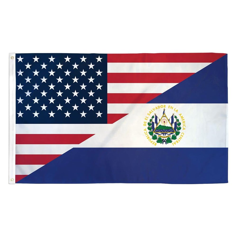 USA/EL SALVADOR BIG FLAG 3x5 feet - TRUECOLOR WHOLESALE