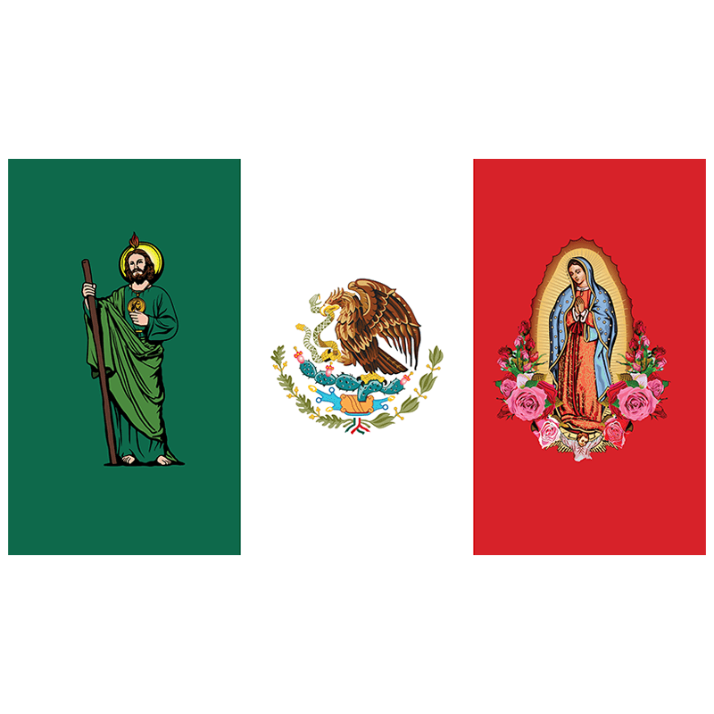 MEXICO GUADALUPE & SAN JUDAS FLAG 3x5 feet - TRUECOLOR WHOLESALE