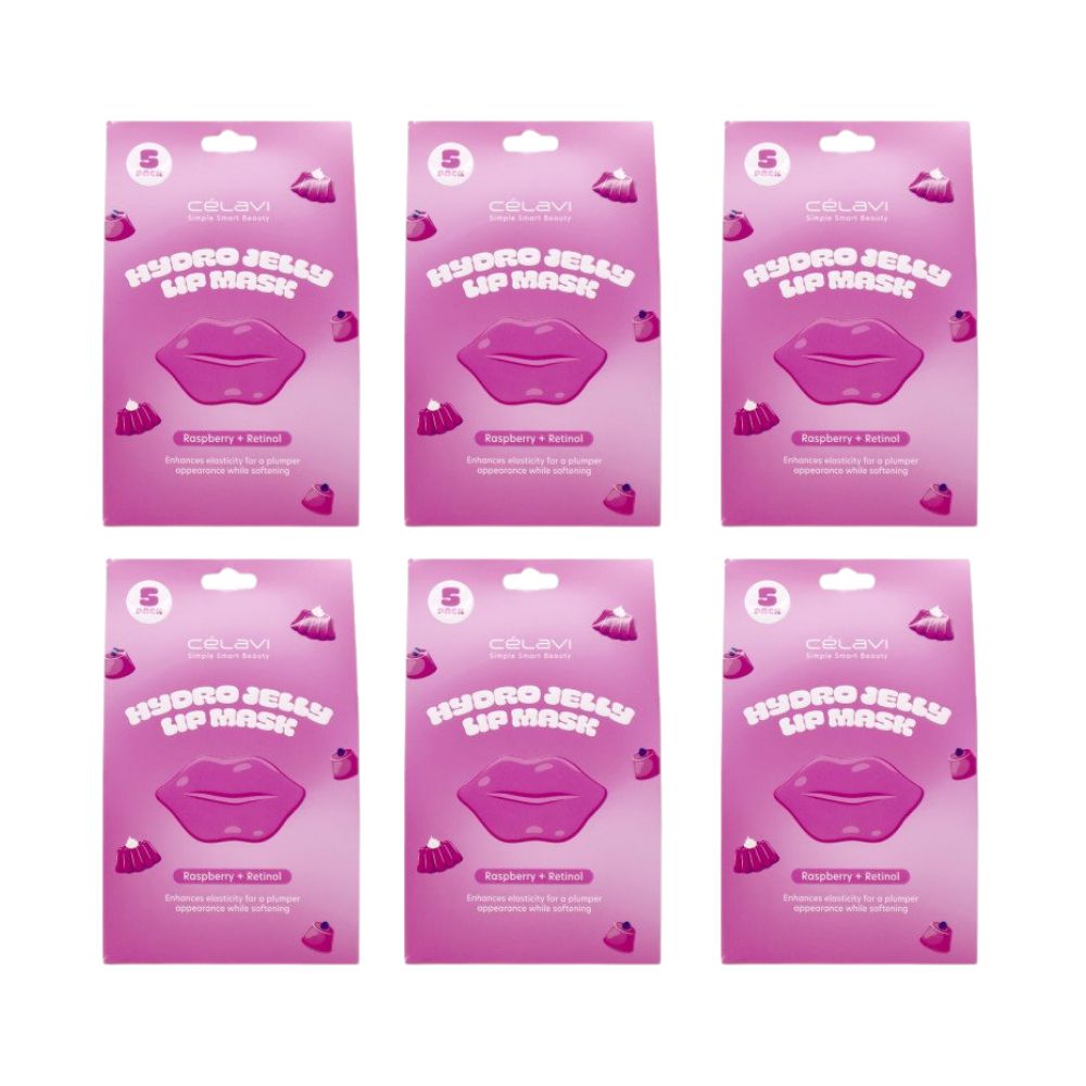 Celavi - Hydrogel Lip Mask 5 Pack Raspberry + Retinol - TRUECOLOR WHOLESALE