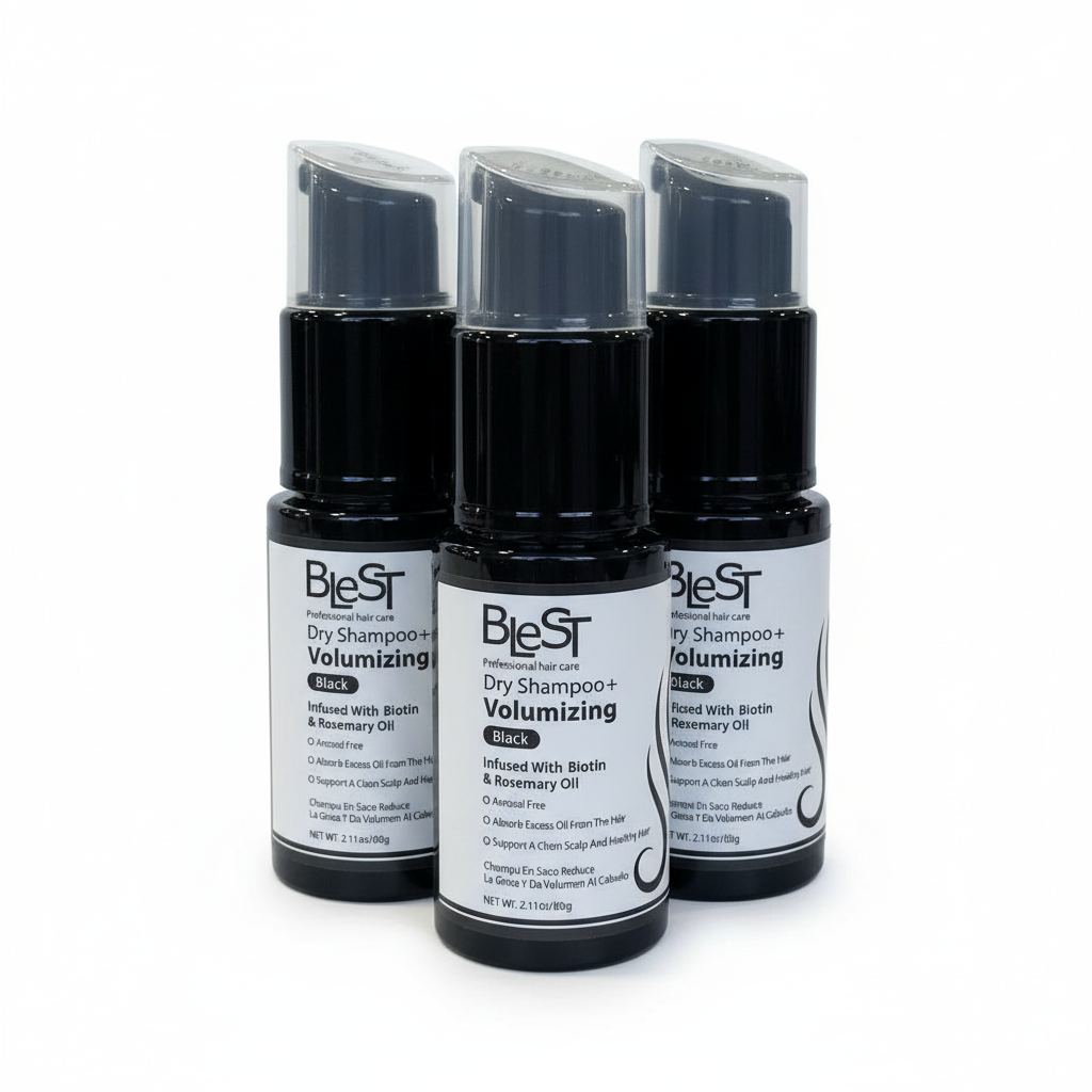 Blest Volumizing Dry Shampoo Black | Biotin & Rosemary Oil | Aerosol-Free, Oil-Absorbing, Instant Volume