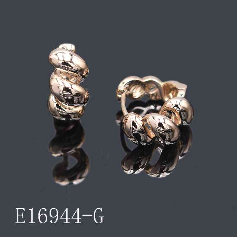 E16944 - Gold Plated Twisted Huggie Hoop Earrings | Chunky Ribbon Swirl Earrings for Women