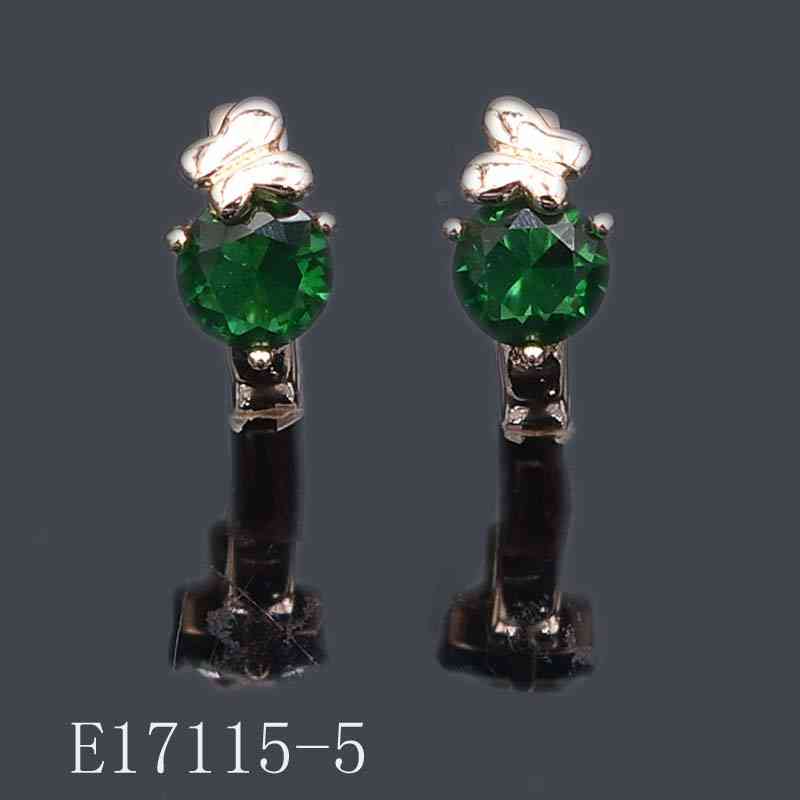 E17115-5 - Gold Plated Emerald Green Crystal Butterfly Huggie Earrings | Leverback Hoop Earrings for Women
