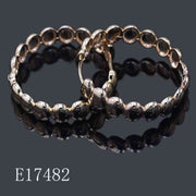 E17482 - Gold Plated Beaded Hoop Earrings – Elegant Bubbled Huggie Creoles for Women