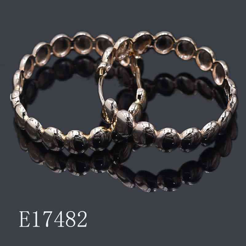 E17482 - Gold Plated Beaded Hoop Earrings – Elegant Bubbled Huggie Creoles for Women