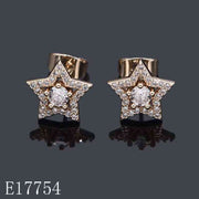 E17754 - Gold Plated Cubic Zirconia Star Stud Earrings | Celestial Pave Crystal Earrings for Women