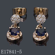 E17841-5 - Gold Plated Blue Sapphire Dangle Earrings | Cubic Zirconia Drop Earrings for Women