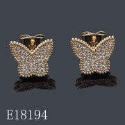 E18194 - Gold Plated Butterfly Stud Earrings with Sparkling Cubic Zirconia
