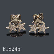 E18245 - Gold Plated Triple Star Stud Earrings with Cubic Zirconia | Celestial Sparkle Studs