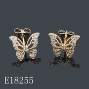 E18255 - Gold Plated Cubic Zirconia Butterfly Stud Earrings | Delicate Openwork Jewelry for Women