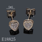 E18825 - 5*5mm Gold Plated Heart Solitaire Stud Earrings | Cubic Zirconia Heart Earrings (5mm x 5mm)