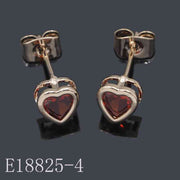 E18825-4 - 5*5mm Gold Plated Red Heart Stud Earrings | Cubic Zirconia Gemstone Earrings for Women