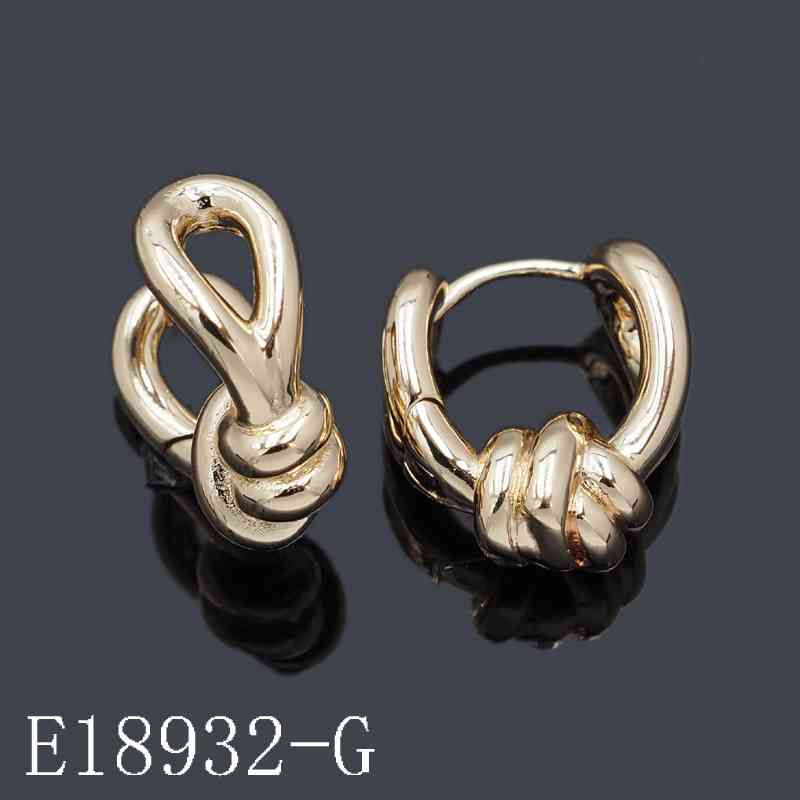 E18932 - Gold Plated Knot Huggie Hoop Earrings | Small Twisted Knot Earrings for Women