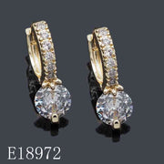 E18972 - Gold Plated Cubic Zirconia Huggie Drop Earrings | Dainty Solitaire Crystal Hoop Earrings for Women
