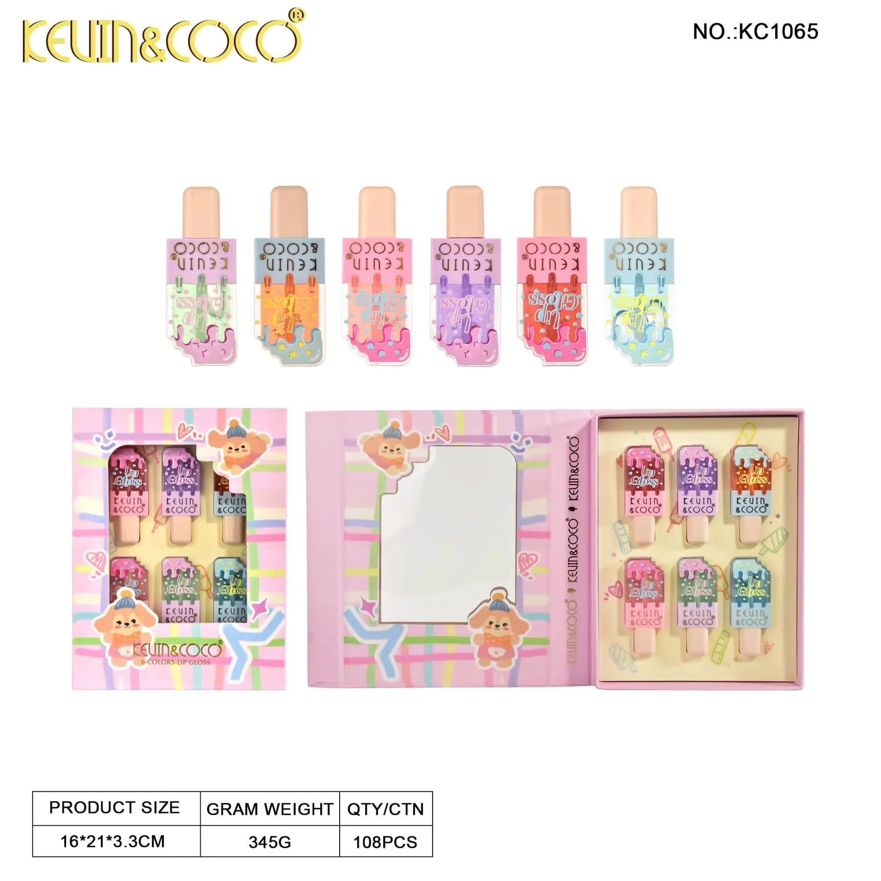 Kevin&Coco - 6PCS Foodie Funny Ice Cream Stick Lip Oil Kit - TRUECOLOR WHOLESALE