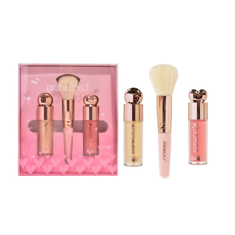 Kevin&Coco - Cheek Glow Highlight + Blush + Brush Set - TRUECOLOR WHOLESALE