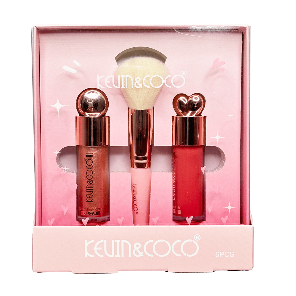 Kevin&Coco - Cheek Glow Highlight + Blush + Brush Set - TRUECOLOR WHOLESALE