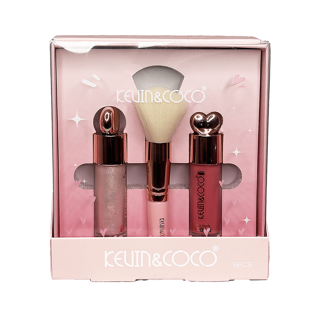 Kevin&Coco - Cheek Glow Highlight + Blush + Brush Set - TRUECOLOR WHOLESALE