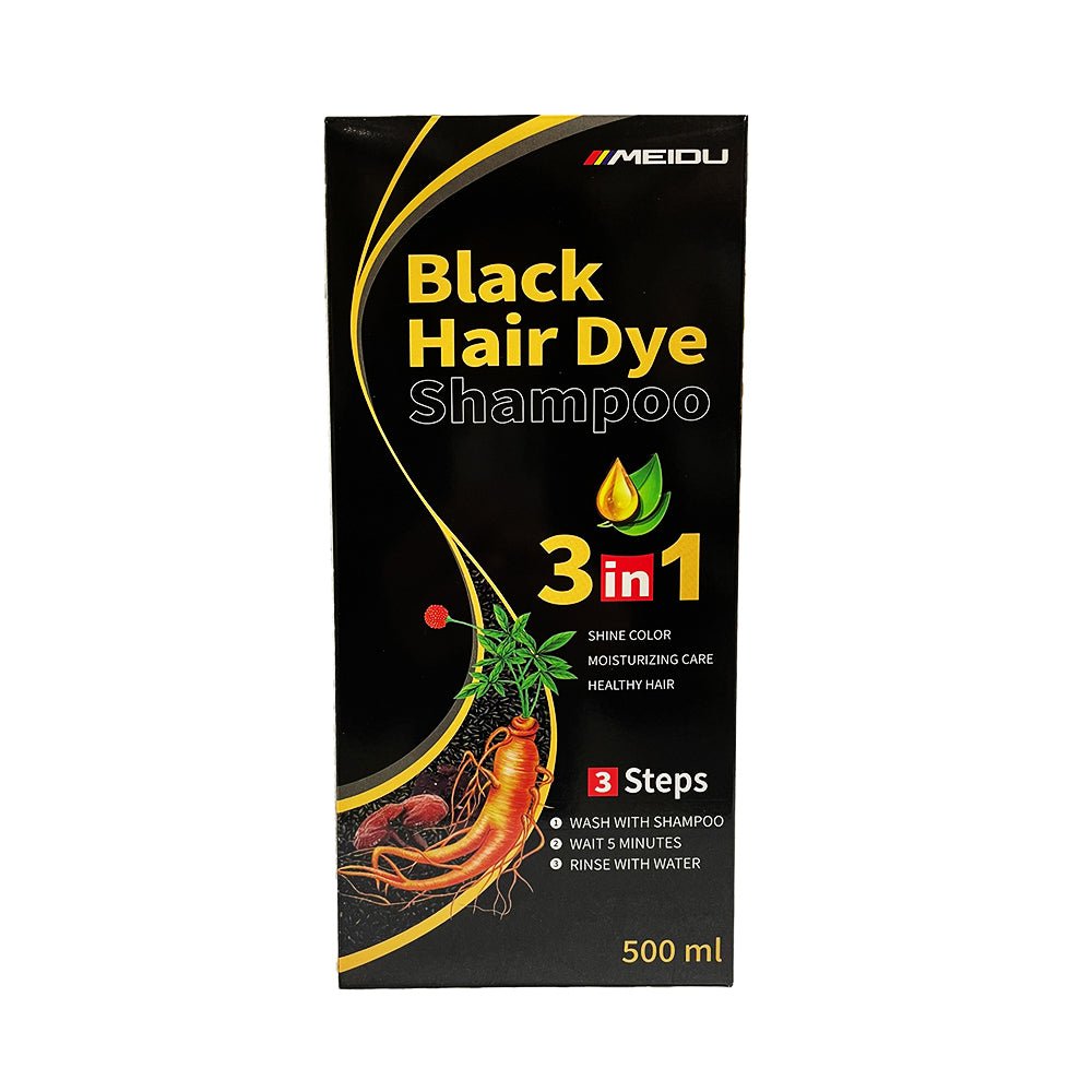 Meidu 3-in-1 Black Hair Dye Shampoo – Quick Color, Moisture & Herbal Care
