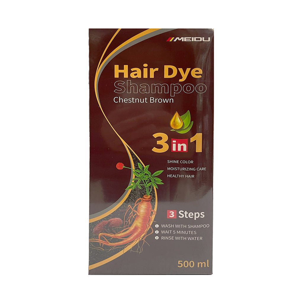Meidu 3 - in - 1 Chestnut Brown Hair Dye Shampoo – Quick Color, Moisture & Herbal Care - TRUECOLOR WHOLESALE