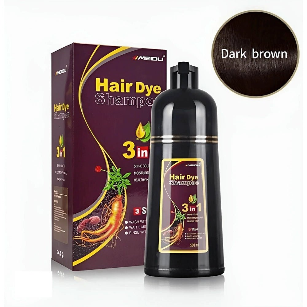 Meidu 3 - in - 1 Dark Brown Hair Dye Shampoo – Herbal Quick Color & Conditioner - TRUECOLOR WHOLESALE