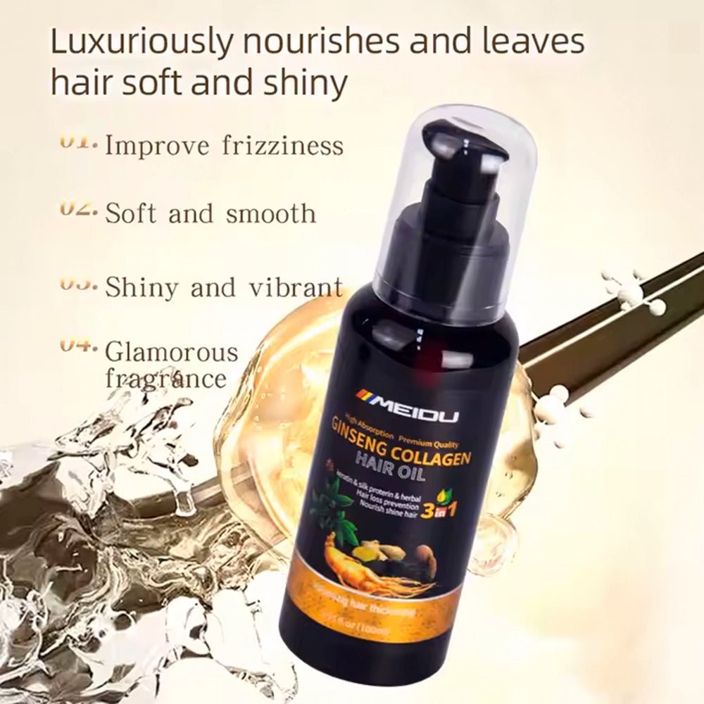 Meidu Ginseng Collagen Hair Oil – Lightweight Hair Serum for Shine & Strength - TRUECOLOR WHOLESALE