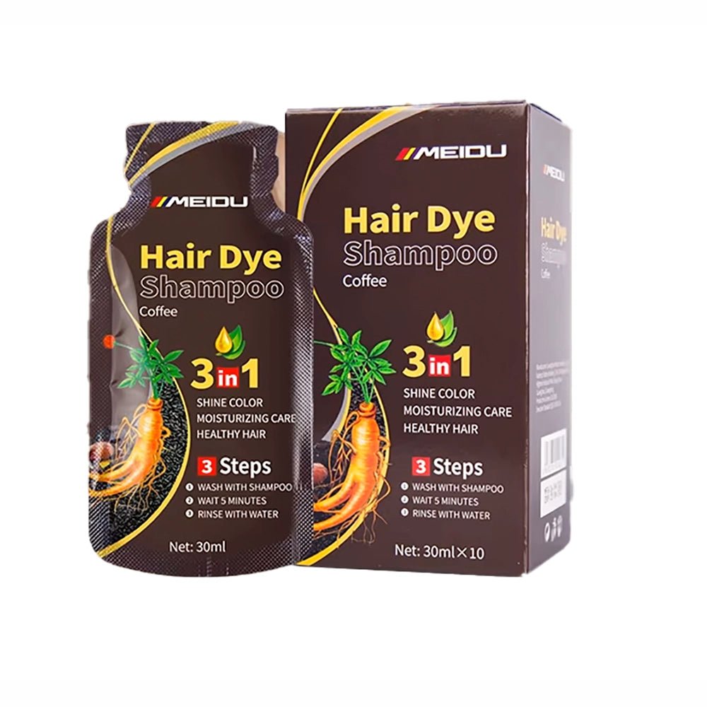 Meidu 3 - in - 1 Coffee Hair Dye Shampoo – 30ml Travel Size | Fast Herbal Color - TRUECOLOR WHOLESALE