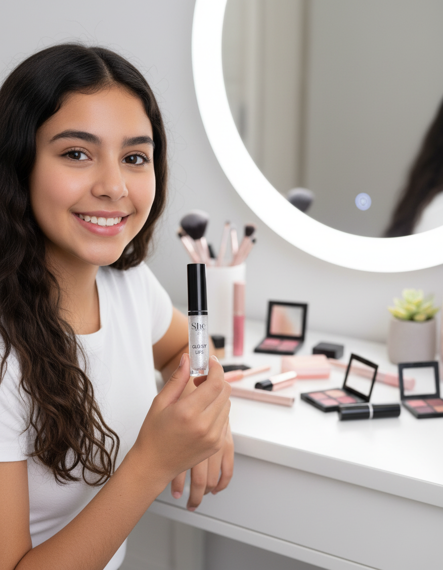 S.HE - Clear Lip Gloss with Glitter