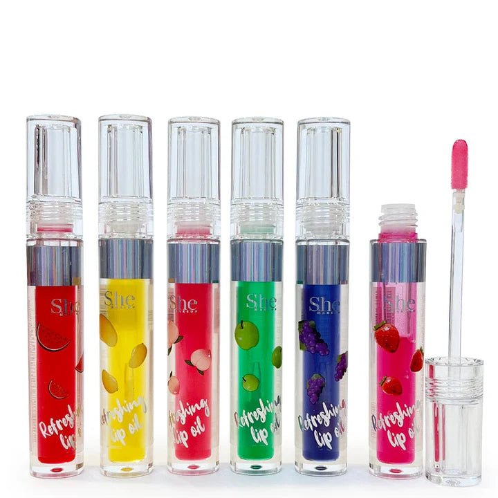 S.he Refreshing Lip Oil Display – 36 - Piece Hydrating Non - Sticky Gloss Set (W - F - 01) - TRUECOLOR WHOLESALE