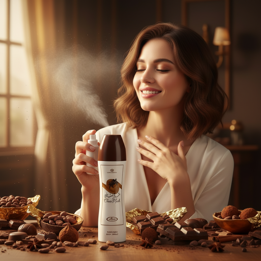 Al-Rehab Choco Musk Body Spray - Sweet Vanilla & Chocolate Fragrance