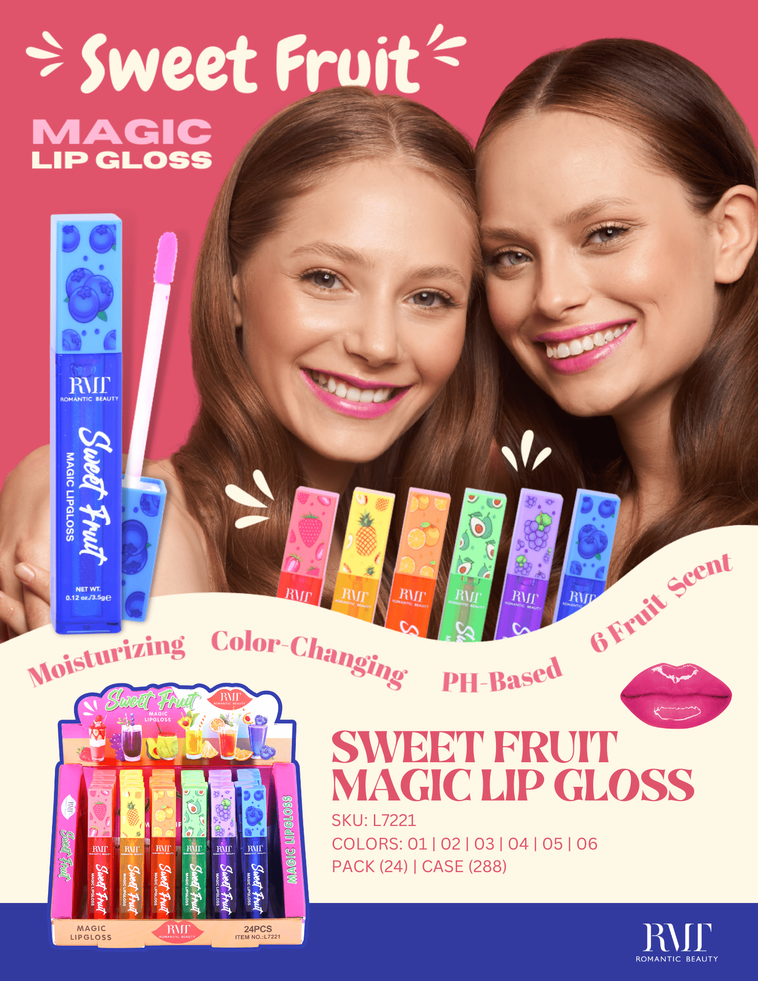 ROMANTIC BEAUTY - Sweet Fruit Magic Lipgloss (W - E - 02) - TRUECOLOR WHOLESALE