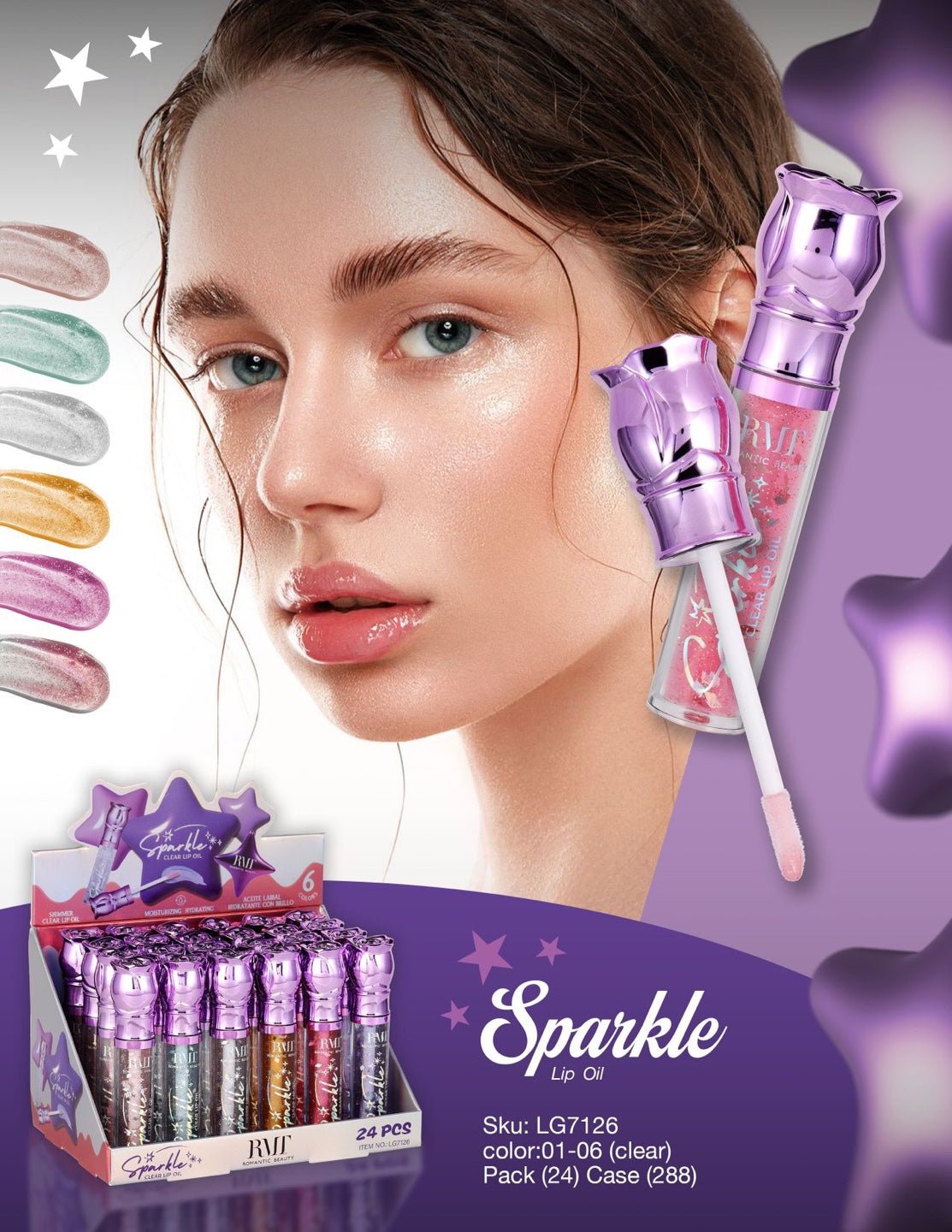 Romantic Beauty - Sparkle Clear Lip Oil - TRUECOLOR WHOLESALE