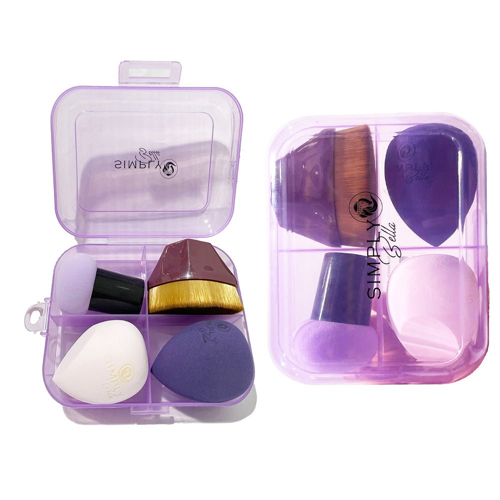 Simply Bella - Sponge & Kabuki Brush Set - PURPLE - TRUECOLOR WHOLESALE