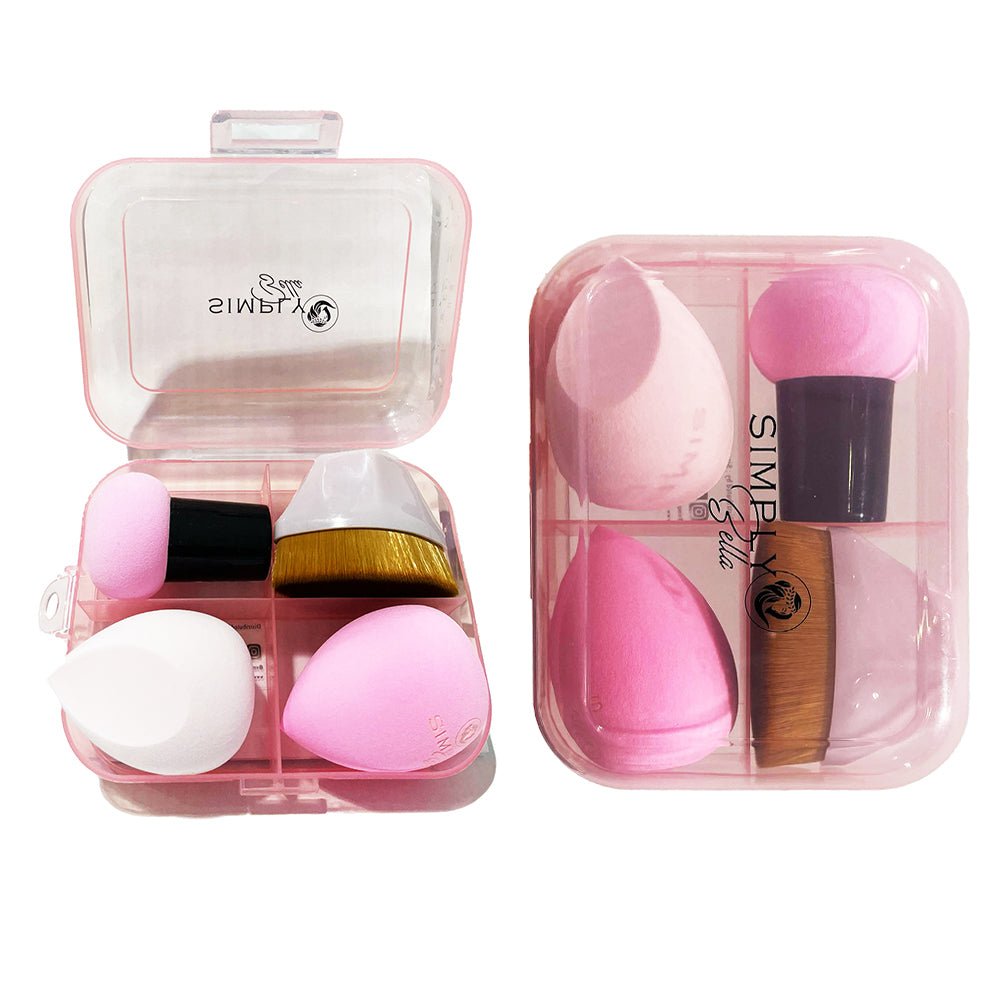 Simply Bella - Sponge & Kabuki Brush Set - PINK - TRUECOLOR WHOLESALE