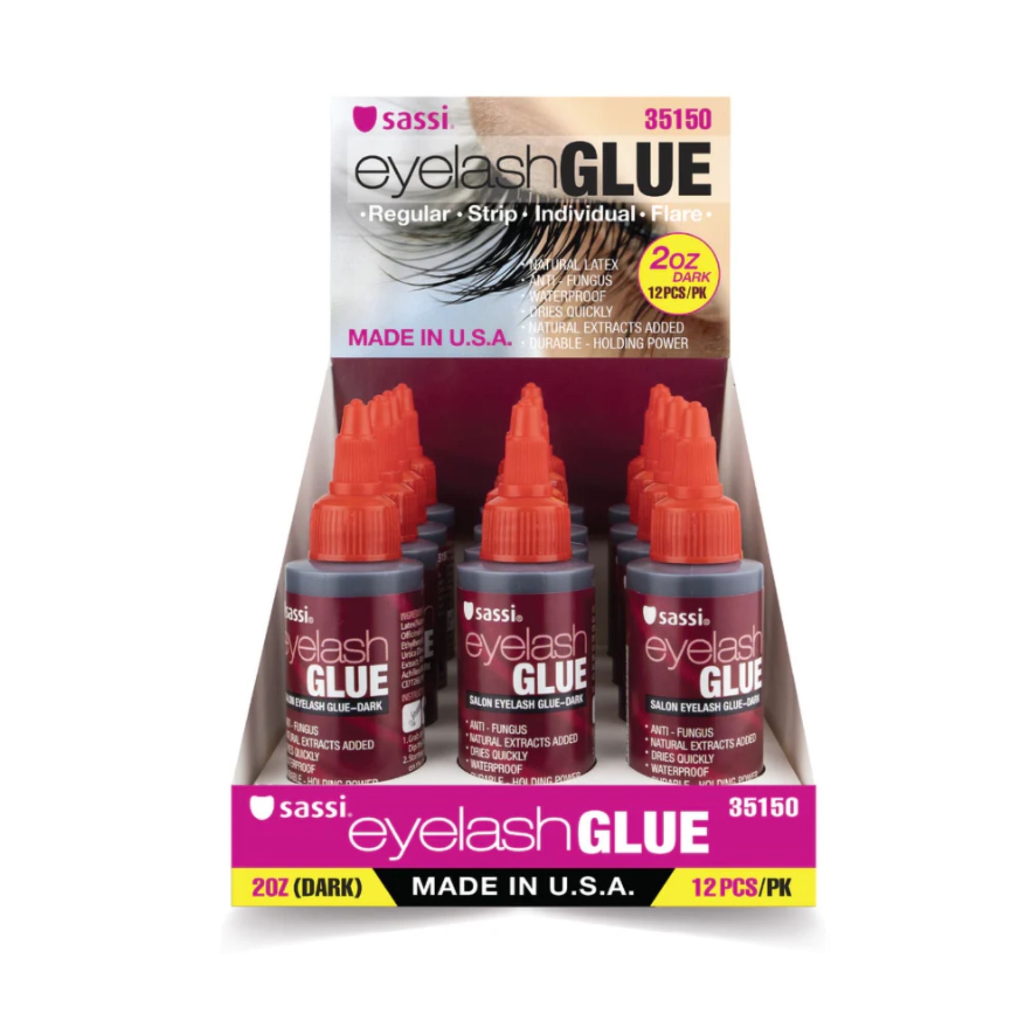 Sassi - Eyelash Glue Dark, 2oz | 60ml - TRUECOLOR WHOLESALE