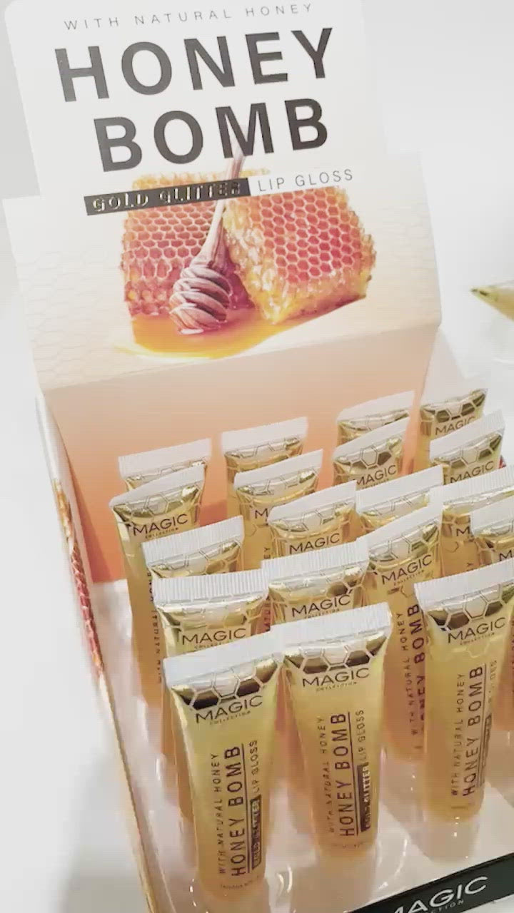 Load video: Magic - Honey Bomb Gold glitter Lip gloss