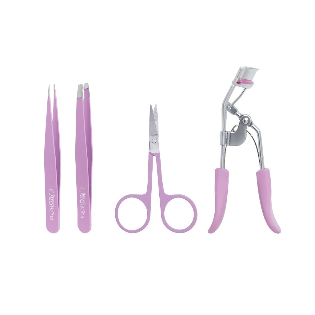 Beauty Creation - Brow & Lash Set (Tweezer, Scissors and Eyelash Curler) - Purple - TRUECOLOR WHOLESALE